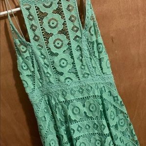 Free people mini dress gorgeous teal details sz 2